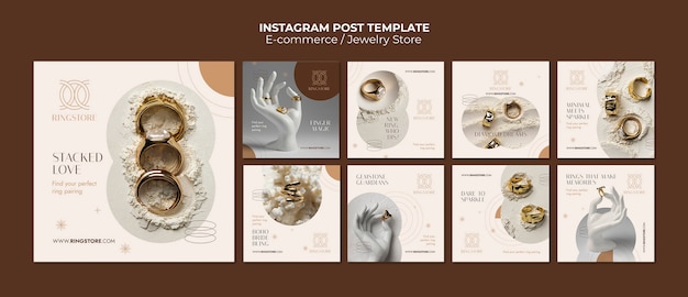 Free PSD flat design e-commerce  instagram posts