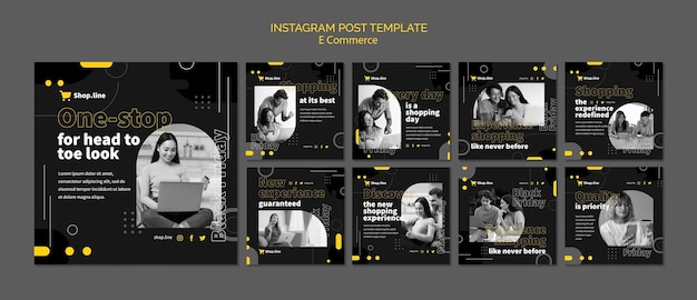 無料PSD フラットなデザインのeコマースinstagramテンプレート