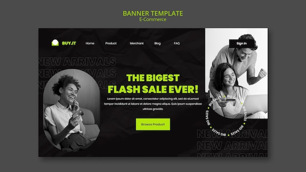 Free PSD flat design e-commerce template