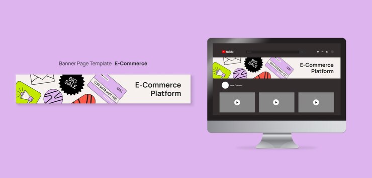 Free PSD flat design e-commerce youtube banner