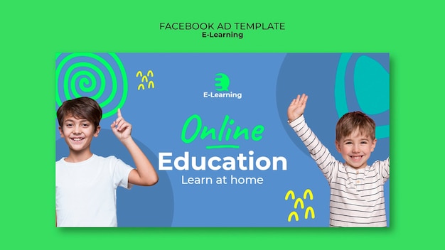 Free PSD flat design e-learning  facebook template