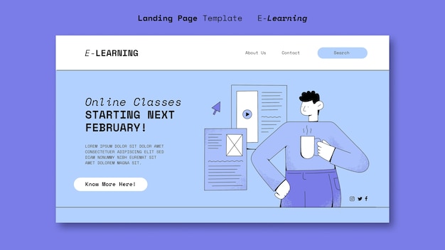 Flat design e learning template