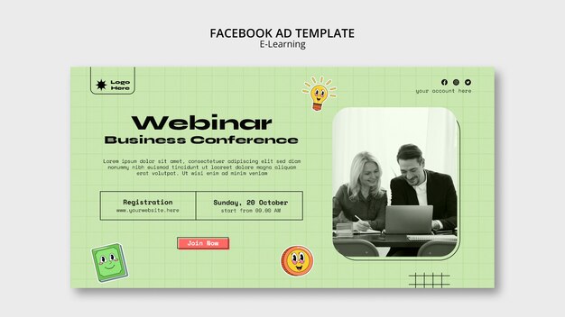 Flat design e learning template