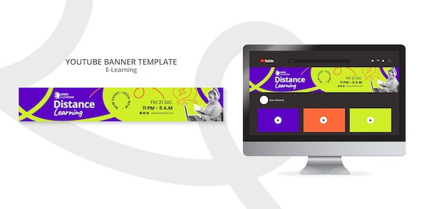 Flat design e-learning youtube banner