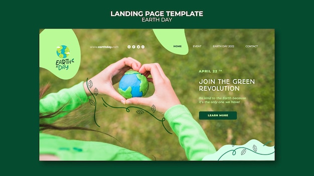 Free PSD flat design earth day template