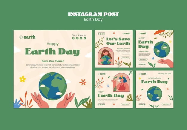 Free PSD flat design earth day template