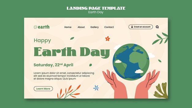 Flat design earth day template