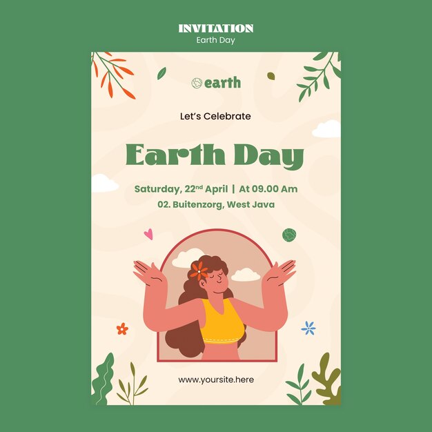 Flat design earth day template