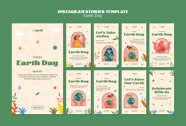 Flat design earth day template
