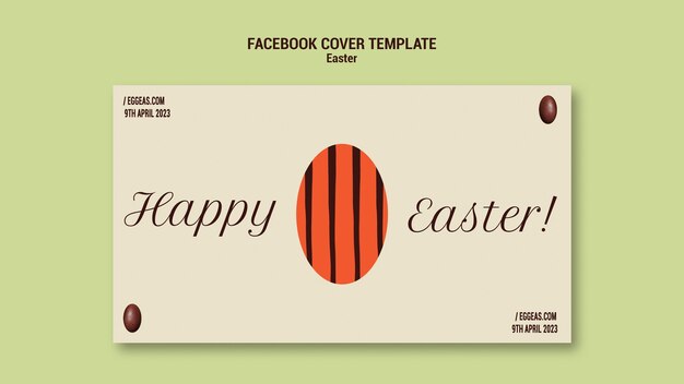 フラットなデザインのイースターのお祝いのfacebookカバーテンプレート
