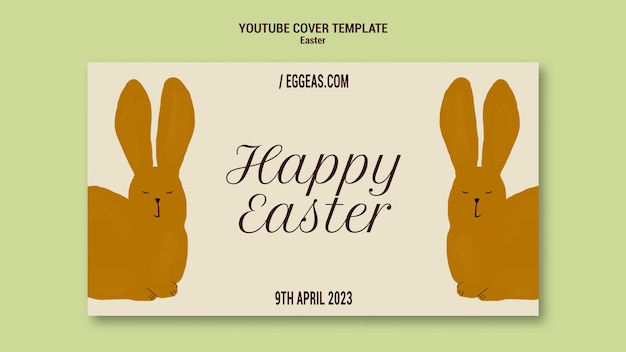 Бесплатный PSD Шаблон обложки youtube для празднования пасхи в плоском дизайне