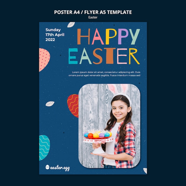 Free PSD flat design easter template