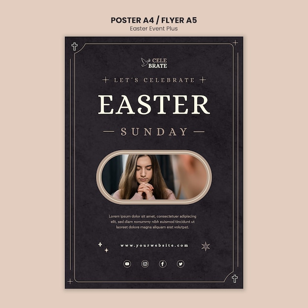 Free PSD flat design easter template