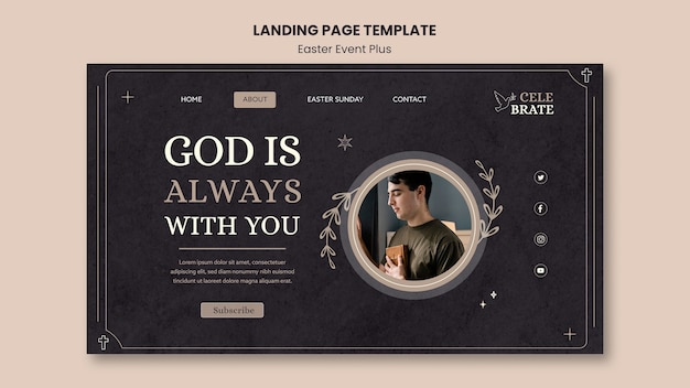 Free PSD flat design easter template