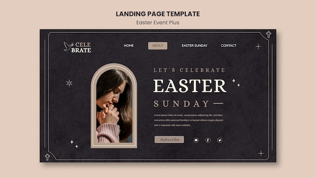 Free PSD flat design easter template