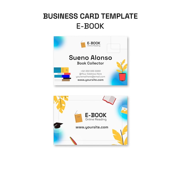 Free PSD flat design ebook business card template