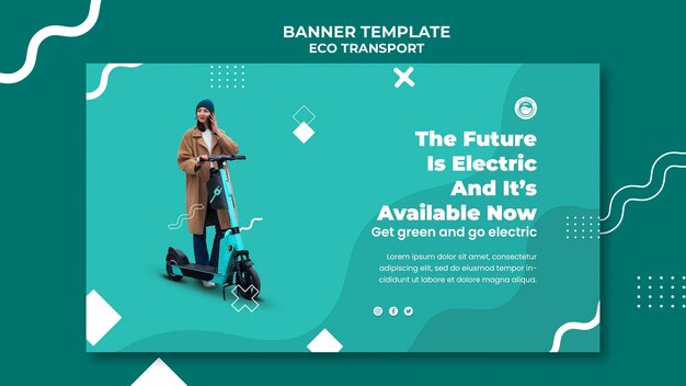 Flat design eco transport banner template
