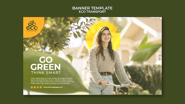 Free PSD flat design eco transport banner template