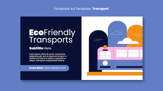 PSD gratuito modello di facebook per il trasporto ecologico di design piatto