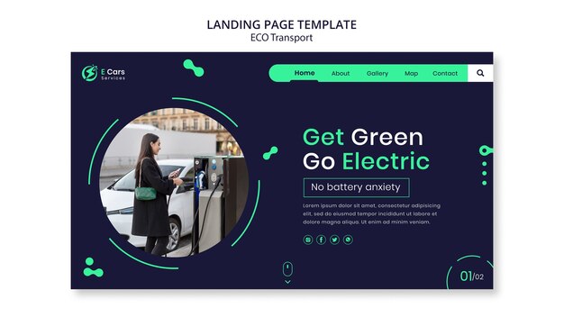 Flat design eco transport landing page template