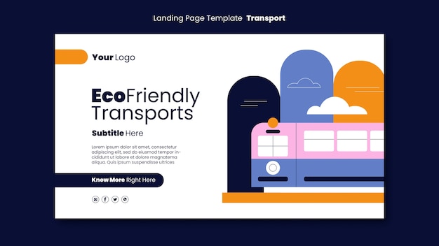 Free PSD flat design eco transport landing page