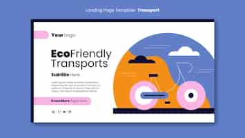 無料PSD フラットデザインのエコ輸送ランディングページ