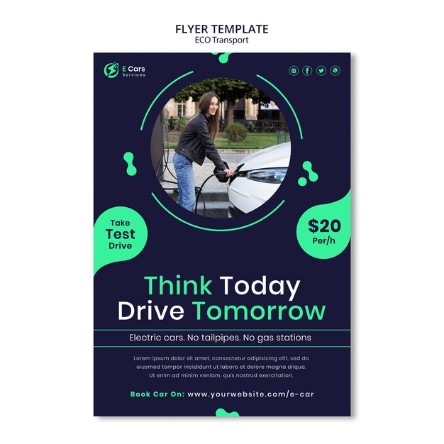 Flat design eco transport poster template