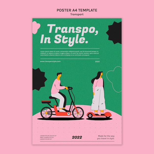 PSD gratuito modello di trasporto ecologico dal design piatto