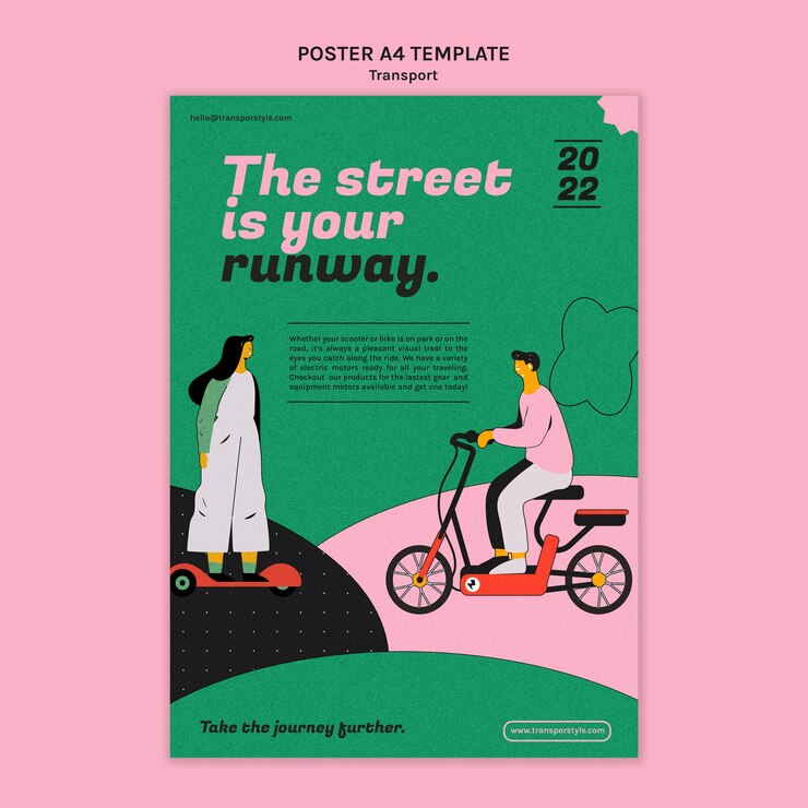 Free PSD flat design eco transport template