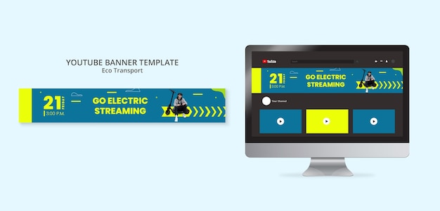 PSD gratuito modello di trasporto ecologico dal design piatto