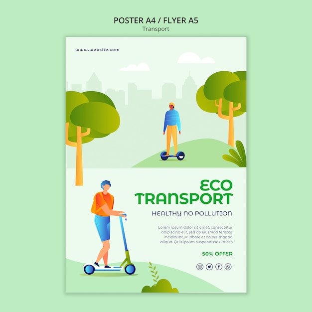 Modello di trasporto ecologico dal design piatto