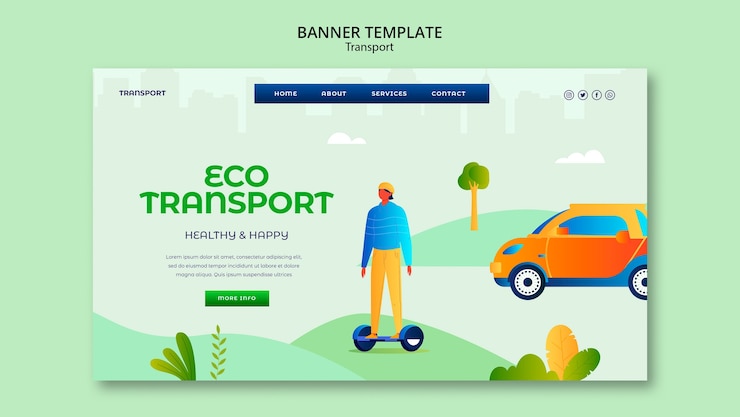 Free PSD flat design eco transport template