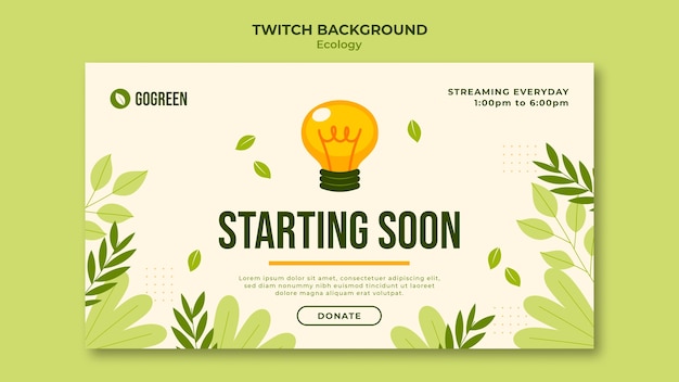 Flat design ecology concept twitch background