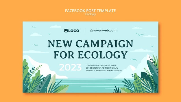 Flat design ecology facebook post