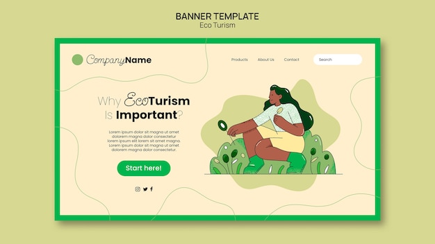 Free PSD flat design ecotourism banner template