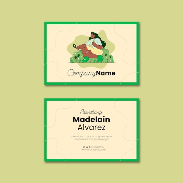 Free PSD flat design ecotourism business card template