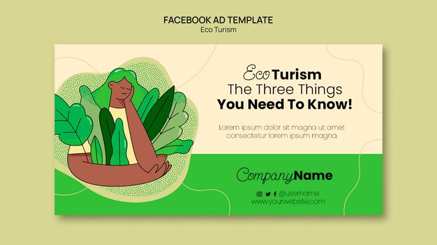 Free PSD flat design ecotourism facebook ad template