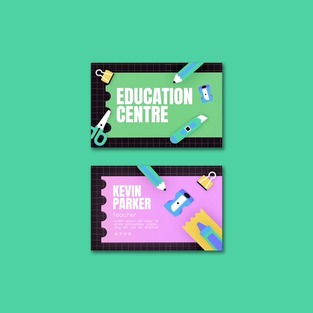 Free PSD flat design education concept business card