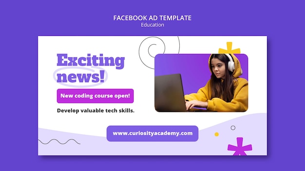 Flat Design Education Concept Facebook Template – Free PSD Templates