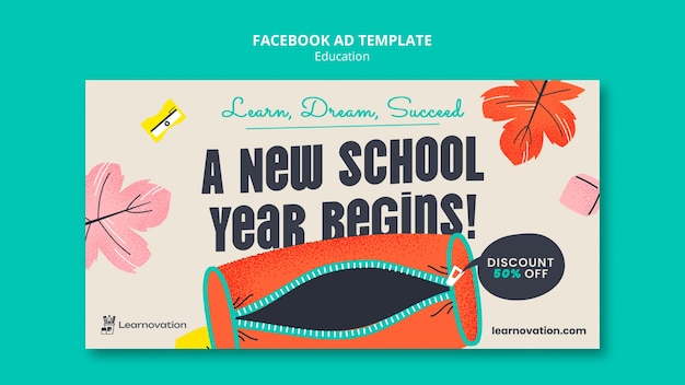 Flat design education concept facebook template