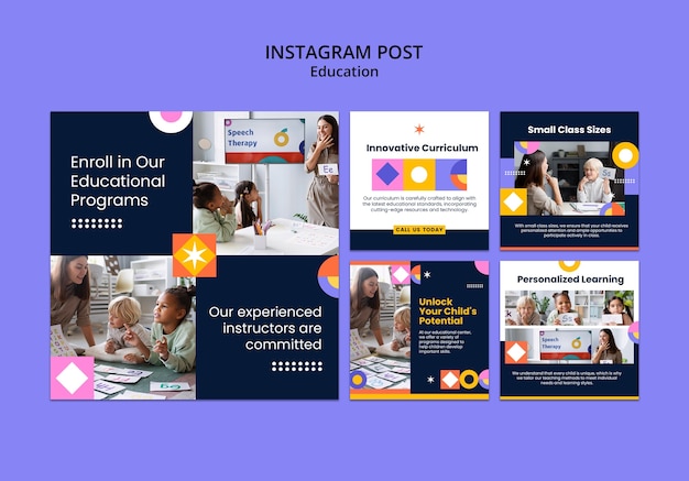 โพสต์ Instagram แนวคิดด้านการศึกษาแบบดีไซน์เรียบ