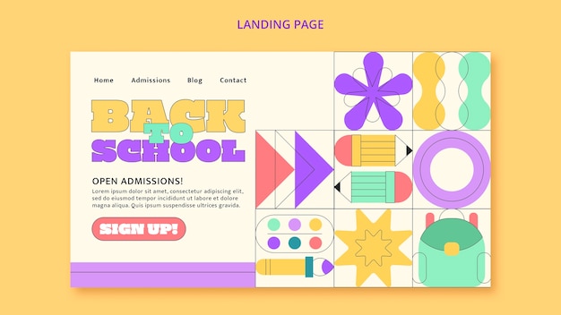 Flat design education concept landing page