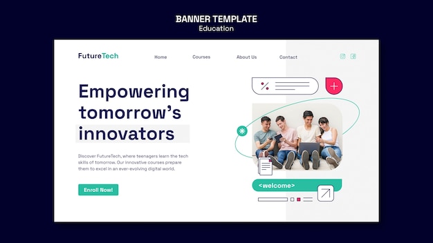 Flat design education concept landing page