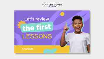 Free PSD flat design education concept youtube cover