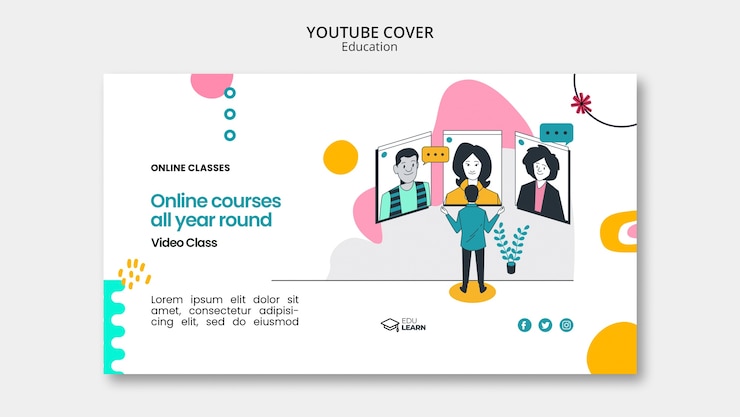 मुफ़्त PSD flat design education concept youtube cover