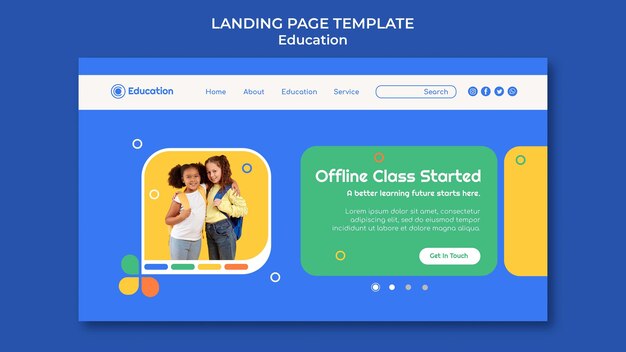 フラットデザイン教育ランディングページテンプレート