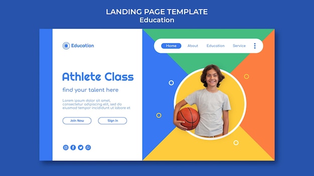 Flat design education landing page template