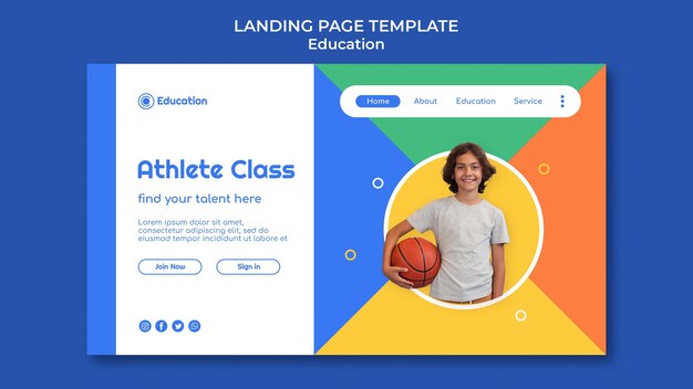 Flat design education landing page template