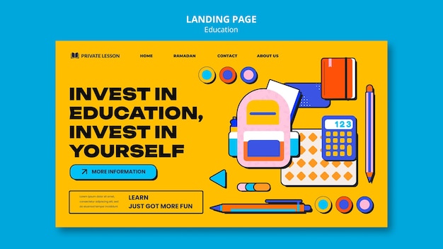 無料PSD フラットデザイン教育ランディングページ