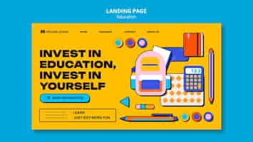 Free PSD flat design education landing page